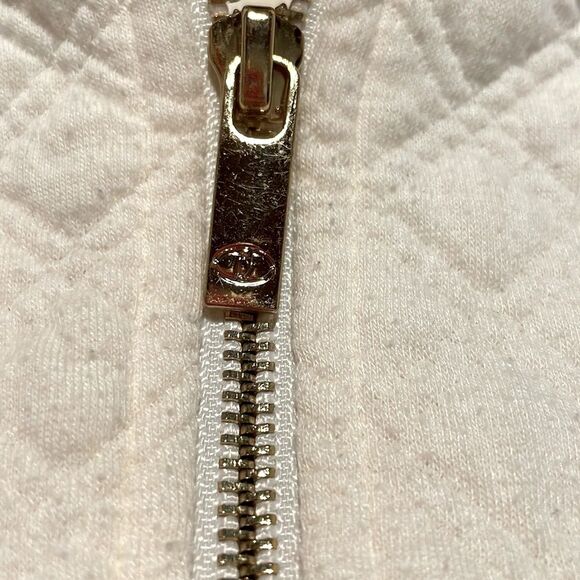 Charter Club- Quilted and Ribbed Full Zip-Up Jacket in White/Cream- Size LP - Picture 6 of 7
